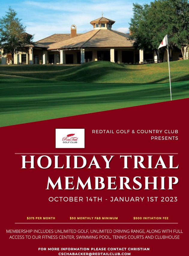RedTail-Golf--Country-Club Golf-Course-Specials 2022-2023-Holiday-Trial-Membership-Flyer