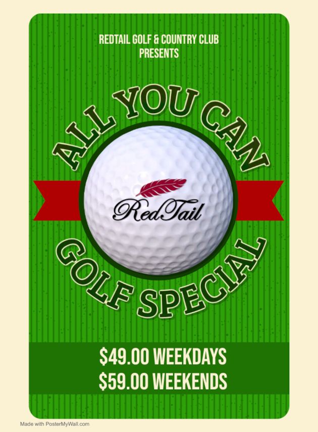 RedTail-Golf--Country-Club Golf-Course-Specials All-You-Can-Golf-Daily-Special-Flyer